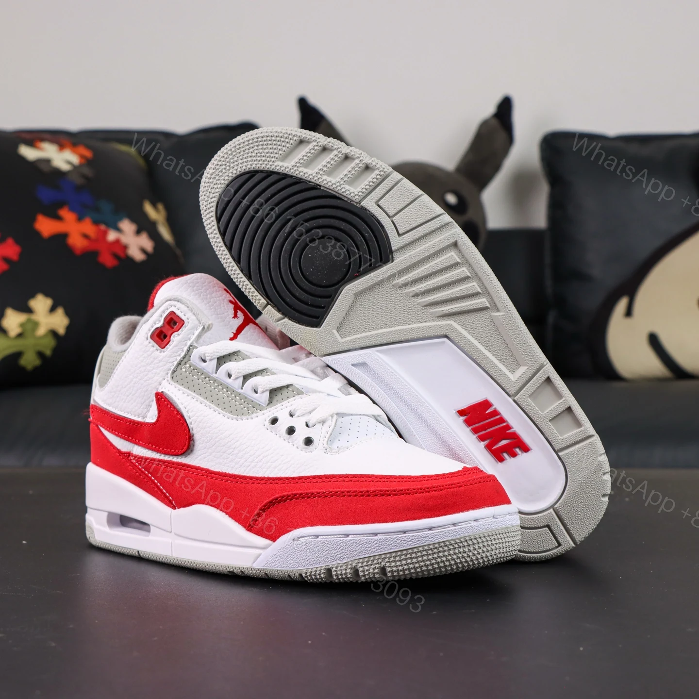 View 3 of Jordan 3 Retro Tinker White University Red