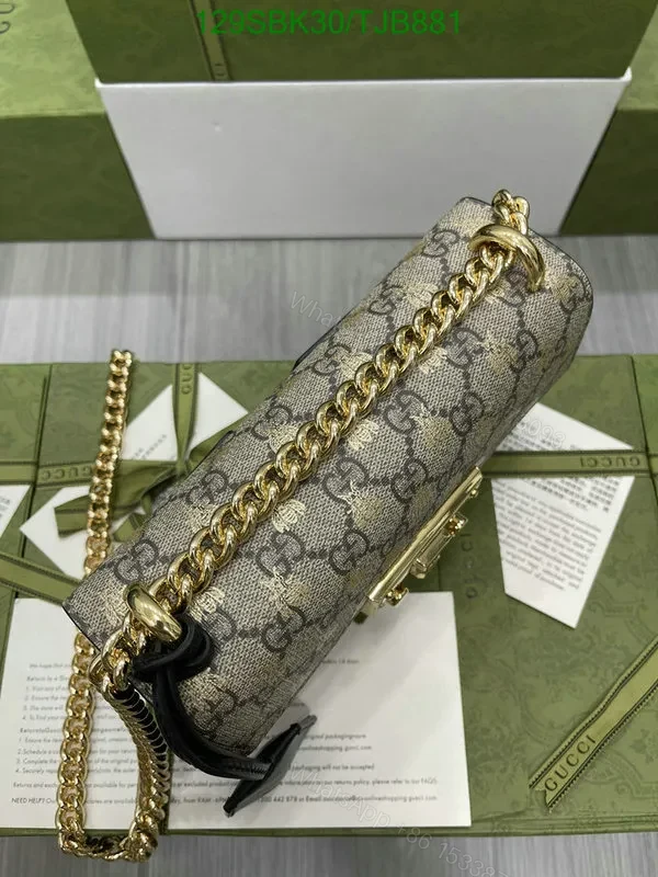 View 5 of Gucci Beige GG Supreme Canvas and Leather Small Shoulder Bag YT528