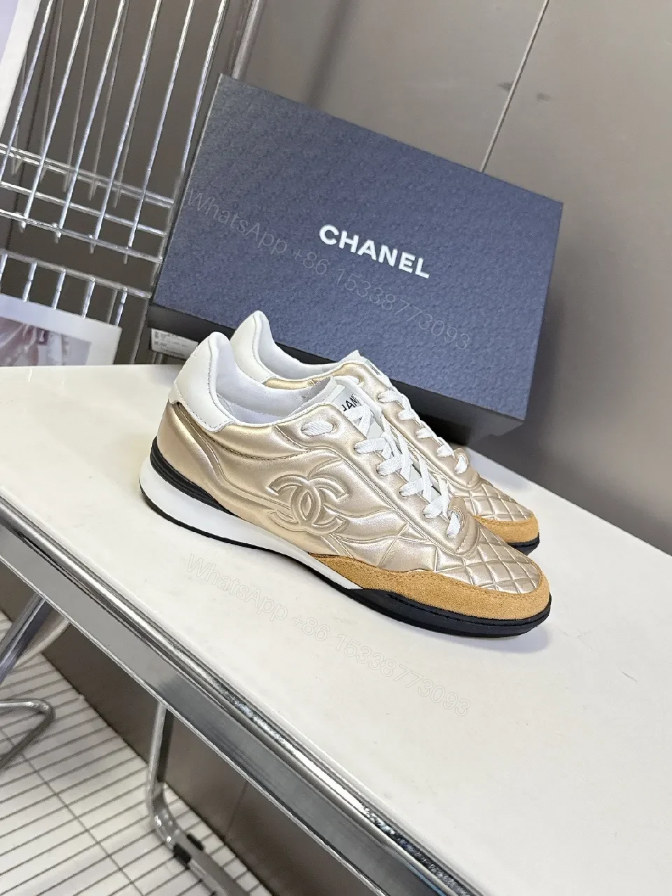 View 8 of Metallic Quilted High-Top Sneakers with Luxe Comfort