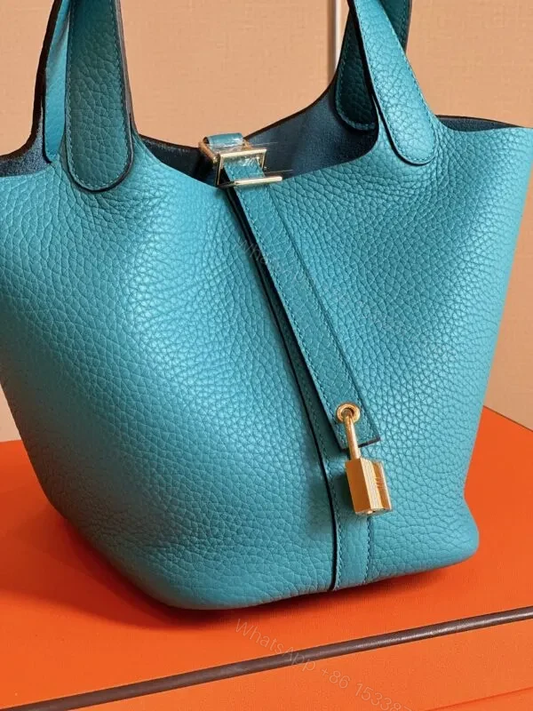 View 2 of HN 18 Blue Togo Leather Gold Hardware