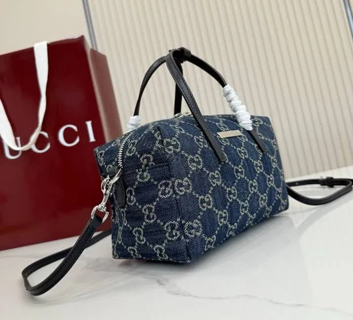 View 2 of Gucci Small Boston Dark Blue Denim Bag
