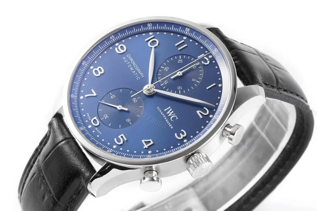 View 5 of IWC 150th Portugal Chronograph Blue Dial Black Leather Strap Ultimate 40MM IWC-PORT-150-CHR-BLU40