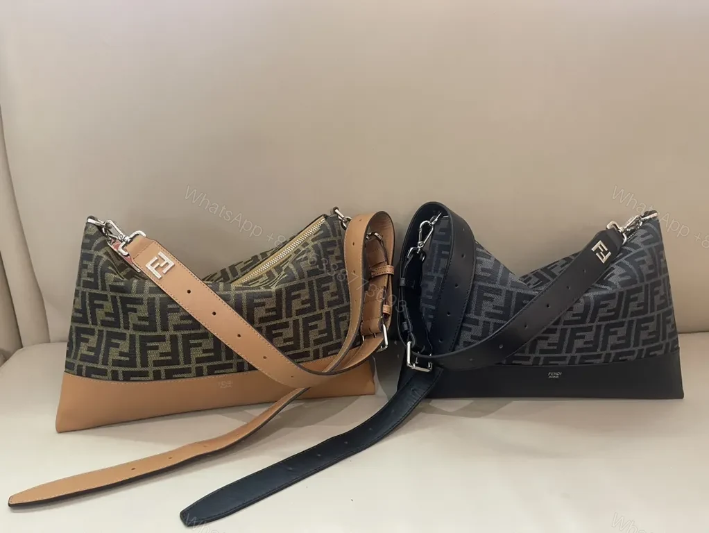 View 7 of Black Canvas + Leather Accents + Compact Messenger + Signature Fendi-Inspired Pattern + Bag