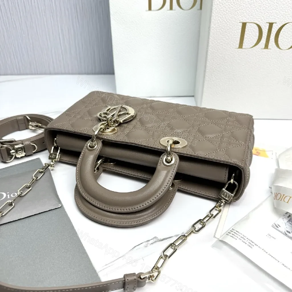 View 8 of Taupe Quilted Satchel with Gold Hardware – Structured Luxury Bag