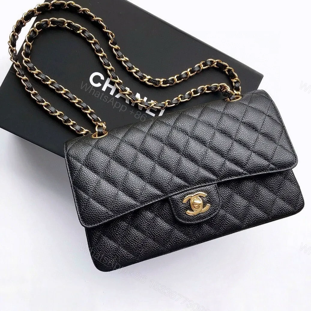 CHANEL FLAP BAG 25 IN BLACK CAVIAR LEATHER GOLD HARDWARE — view 1