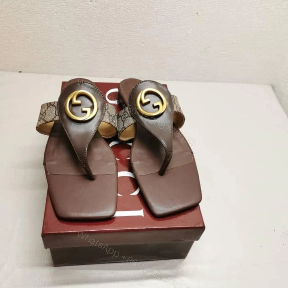 View 3 of Gucci Blondie Thong Sandals Brown