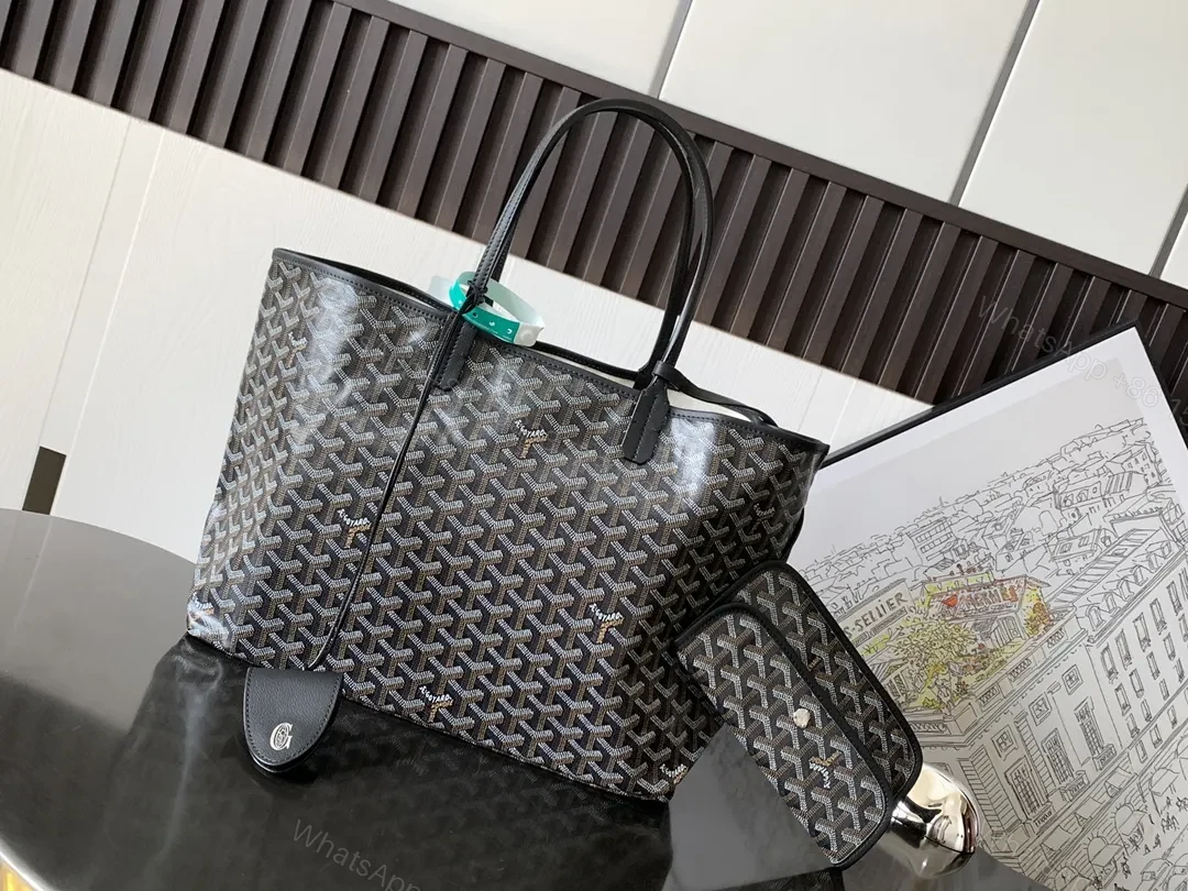 View 2 of Structured Tote: Goyard‐Inspired Pattern, Durable Craftsmanship