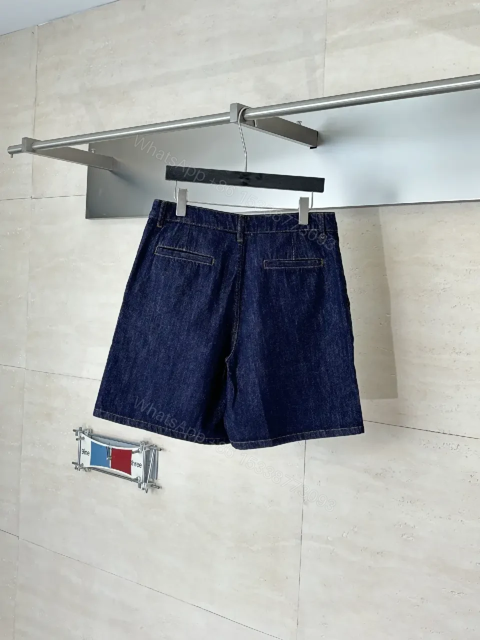 View 10 of Blue Denim Shorts Classic Style Louis Vuitton Logo Casual Wear Short