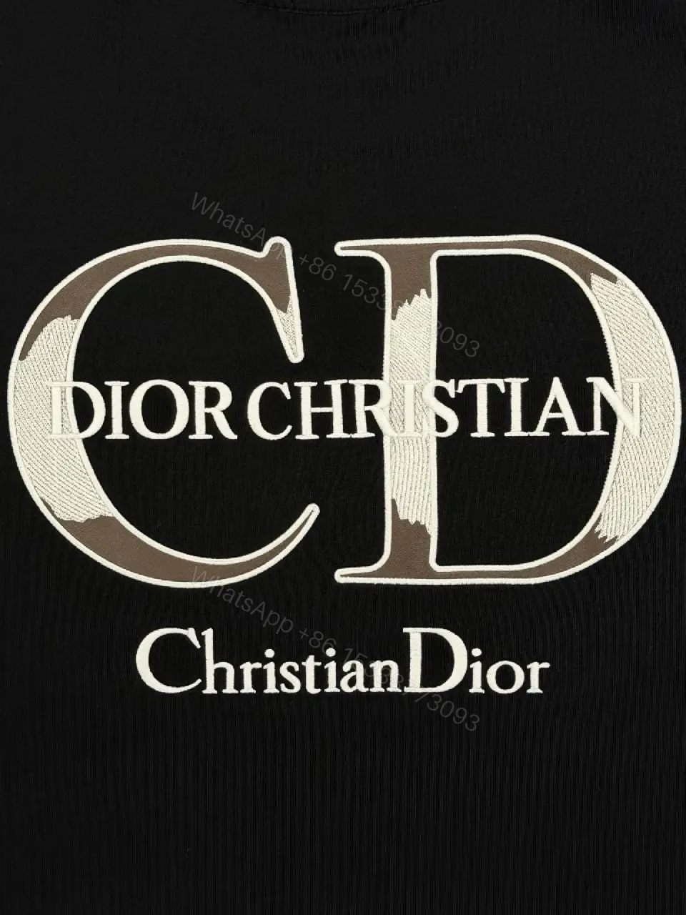 View 9 of Minimalist Black Cotton Tee with Logo Embroidery Luxury Casual Top