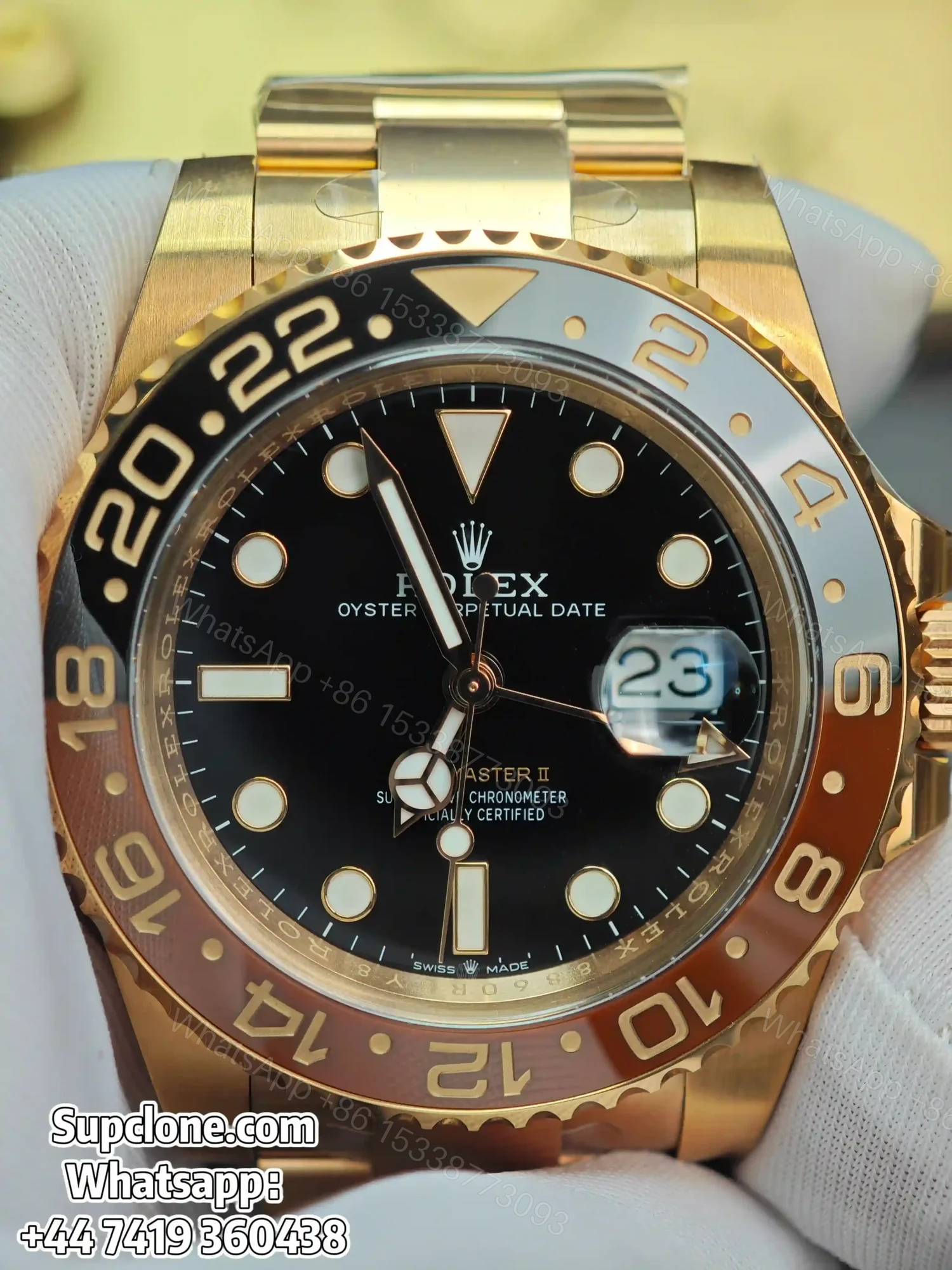 View 6 of Rolex Super Clone Watches 1:1 Full Gold Root Beer GMT-Master II 126715CHNR 3285 Movement