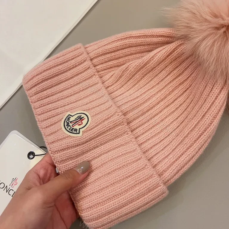 View 3 of Chic Pink Moncler Beanie with Pom-Pomâ€”All-Day Warmth
