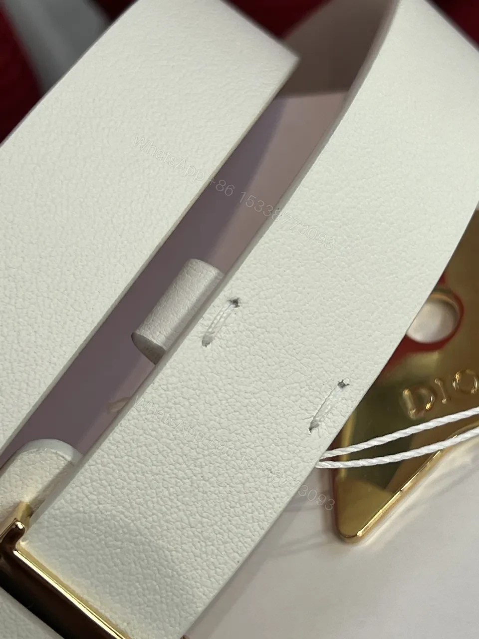 View 8 of Minimalist White Strap Belt with Gold DIOR Lettering