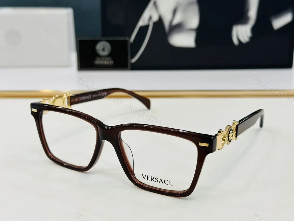 View 9 of Black Gold Versace-Inspired Eyewear: Rectangular Acetate Frames with Medusa Detail