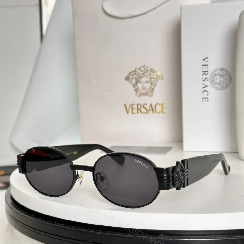View 8 of Rose-Gold Round Sunglasses with Embellished Intrecciato Frames