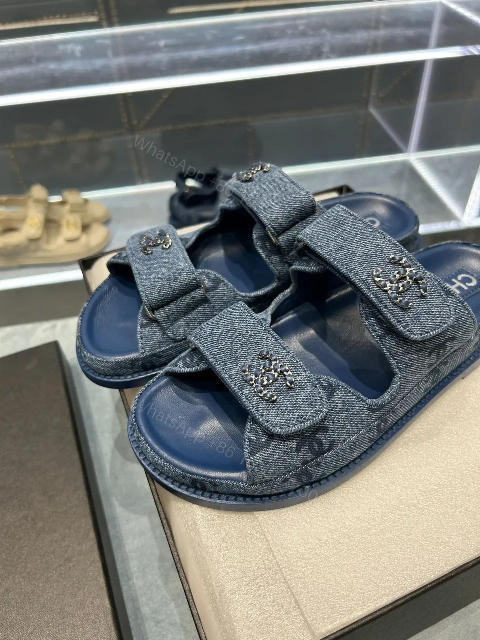 View 9 of Denim-Accent Sandals: Effortless Day-to-Night Comfort