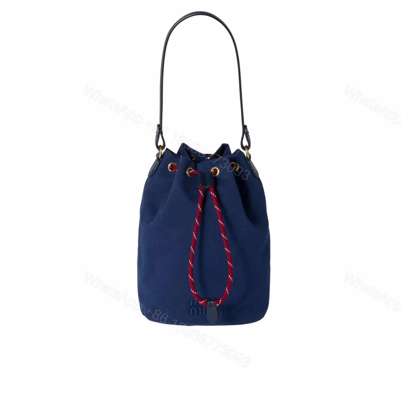 MIUMIU GABARDINE POUCH INDIGO AND AMARANTH 21CM 5NR038 2IA7 F04GM — view 1