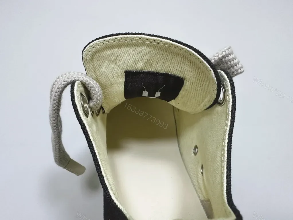 View 9 of Black Canvas Sneakers with Thick Off-White Sole - Luxury Casual Sneakers