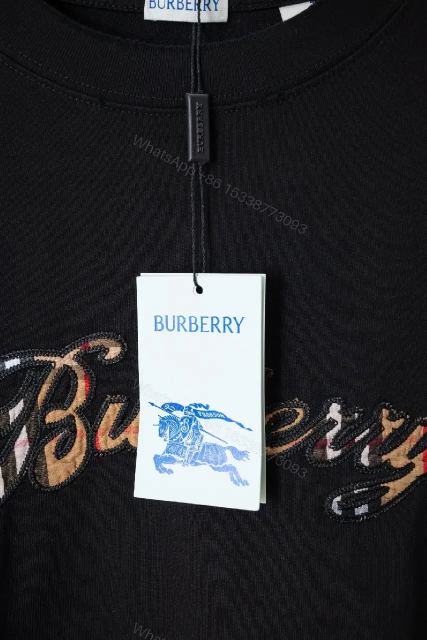 View 8 of Black Burberry Script Logo Floral Print Oversized Tee T-Shirt