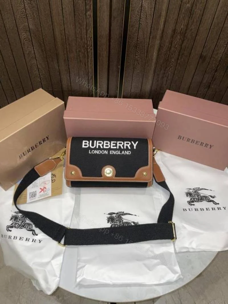 View 2 of First Copy Burberry Black Mini Top Handle Bag With Logo Print And Premium Finish