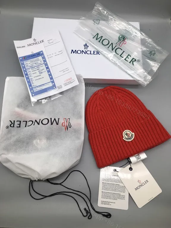 View 4 of Soft Rose Moncler Beanie: Warmth, Subtle Luxury, Knit Hat