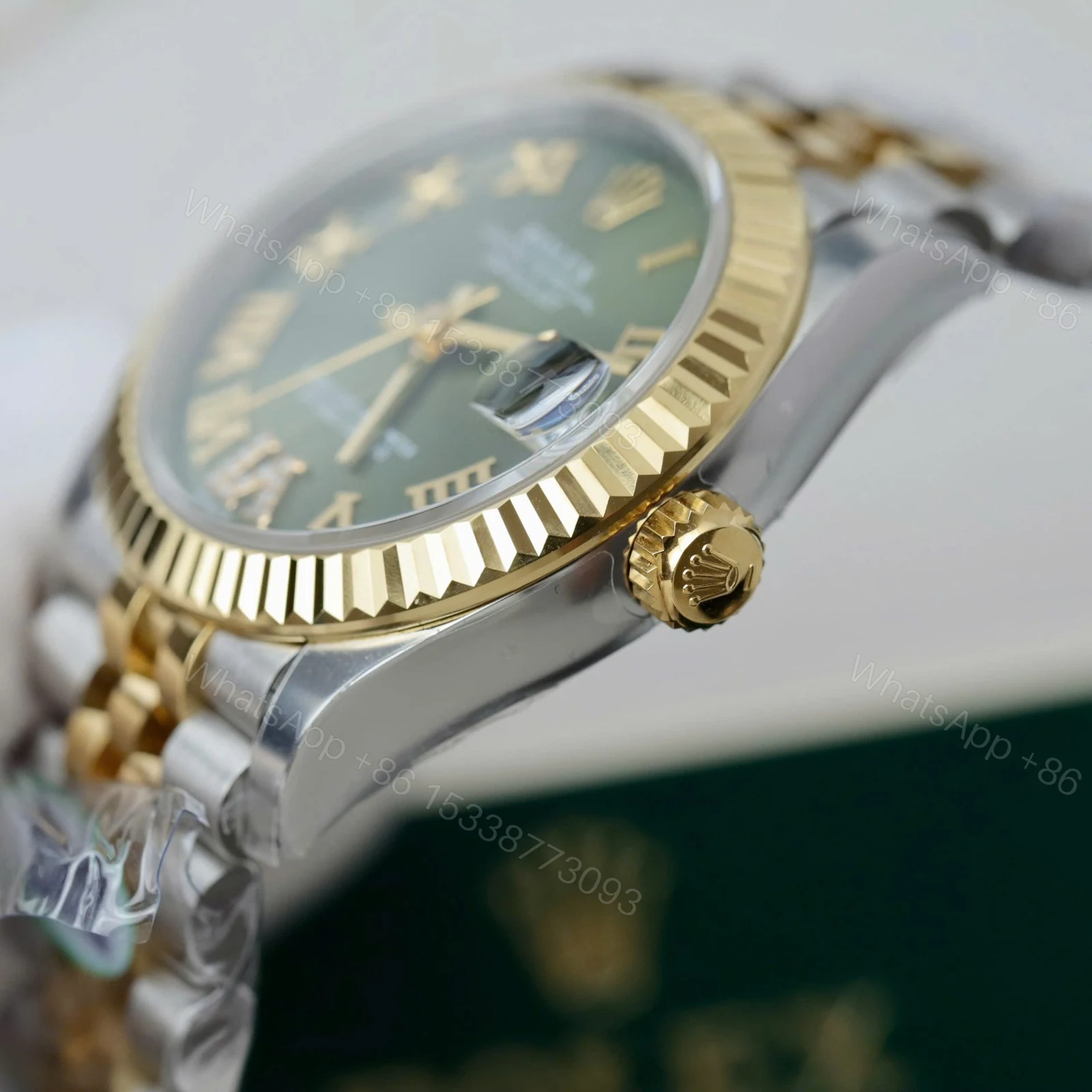 View 8 of Rolex Datejust Olive Green Roman Diamond Dial 126233-0025 36 mm