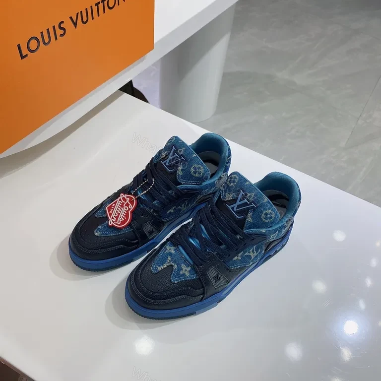 View 4 of Denim LV High-Top Sneakers: Luxury Texture, Everyday Comfort