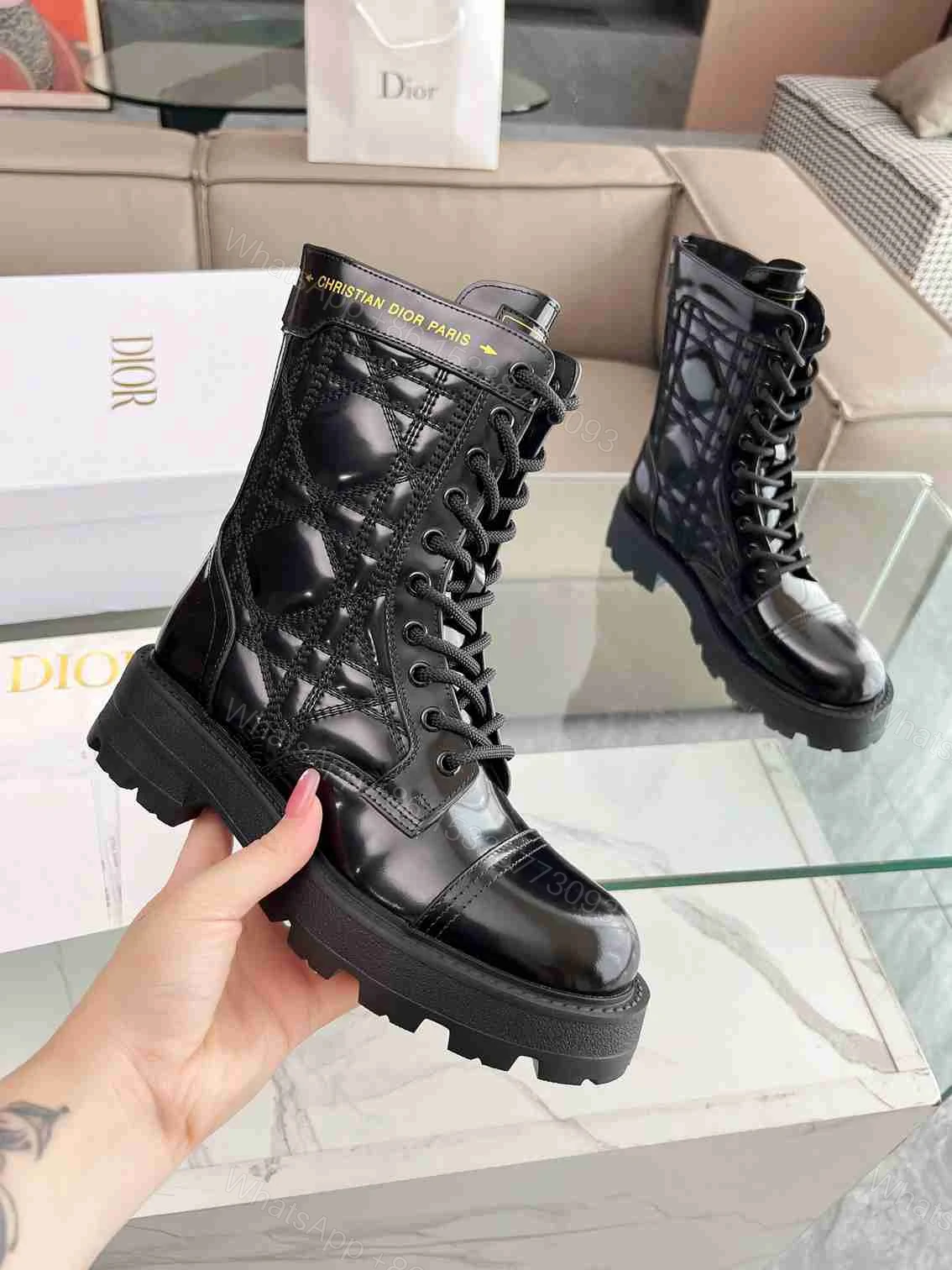 View 7 of DIOR D UNIT ANKLE BOOT QUILTED CANNAGE CALFSKIN BLACK KCI995CQC S900