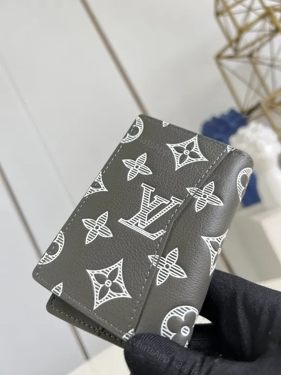 View 3 of Lux Monogram Compact Wallet: Texture & Monogram Luxury