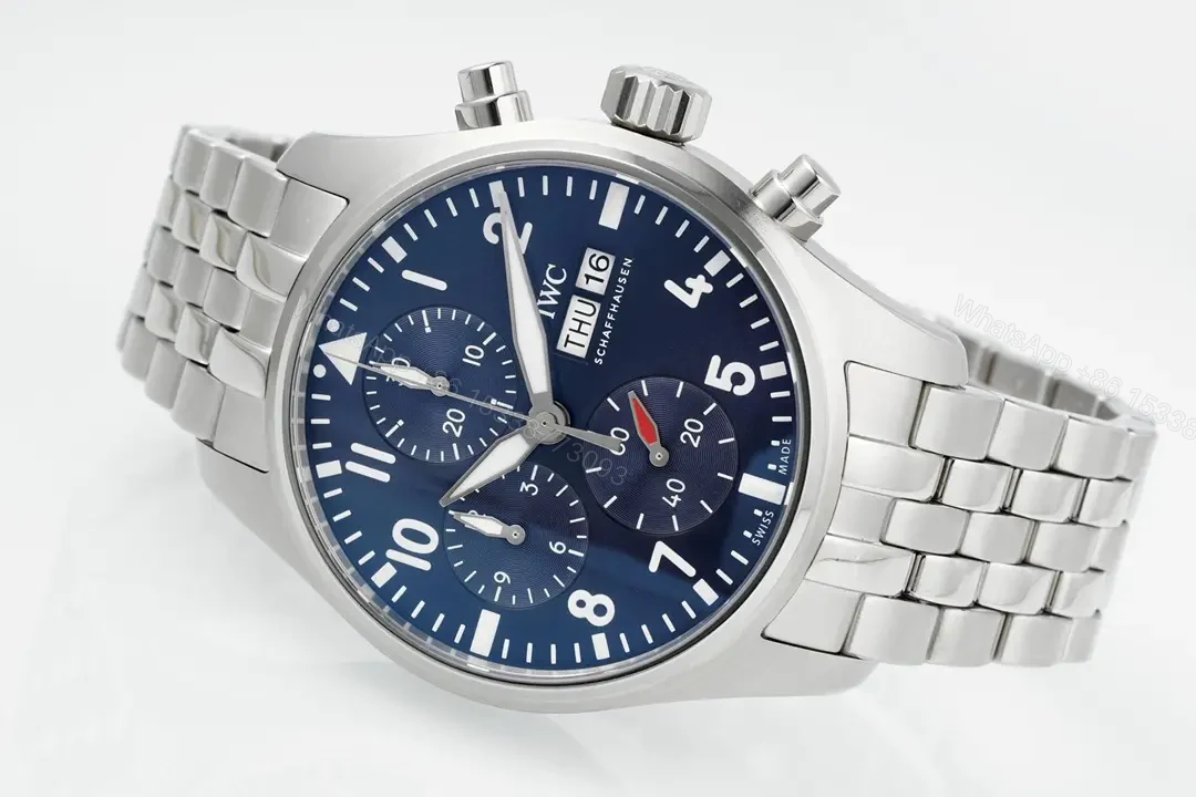 View 4 of IWC Pilot Chronograph Blue Dial Steel Bracelet 43mm IWC-PILOT-CHR-BLU43-SS