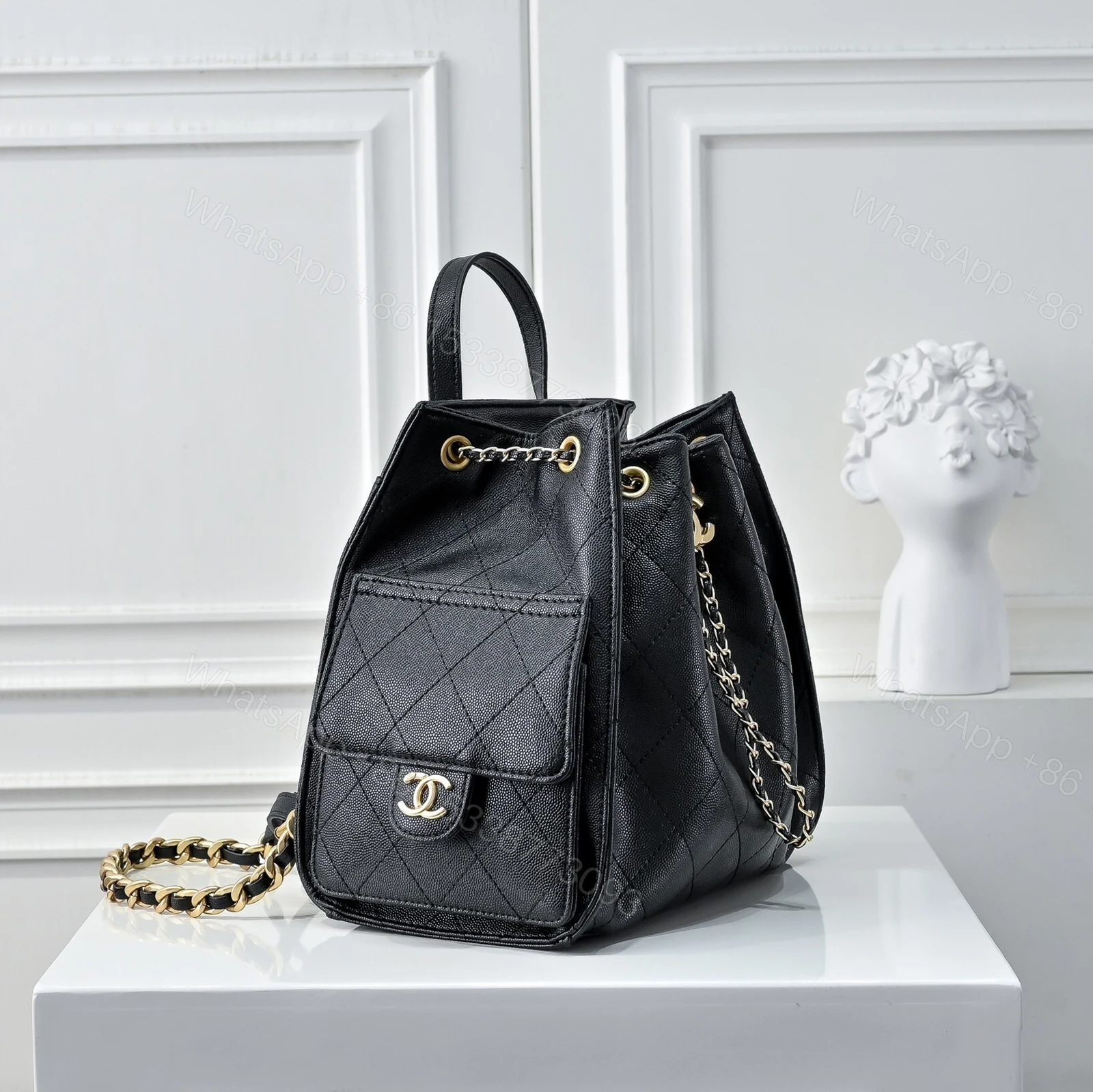 View 3 of Chanel 25 Medium Size Backpack Grain Effect And Gold Metal Black 23Cm As5600 B20304 94305