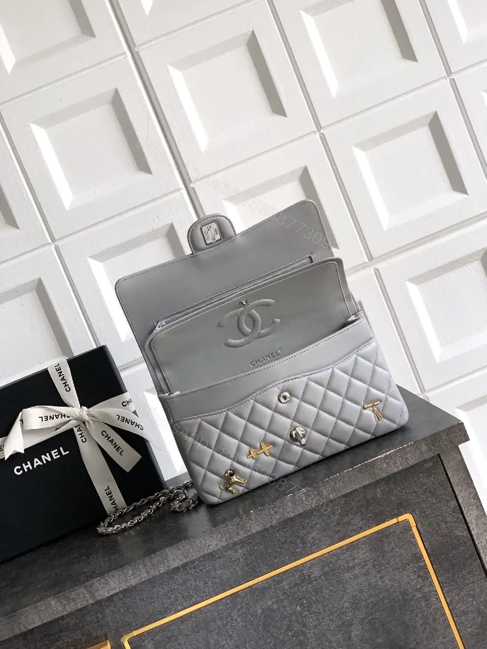 View 4 of Quilted Leather Bag, Charm Accents, Everyday Luxury Bag