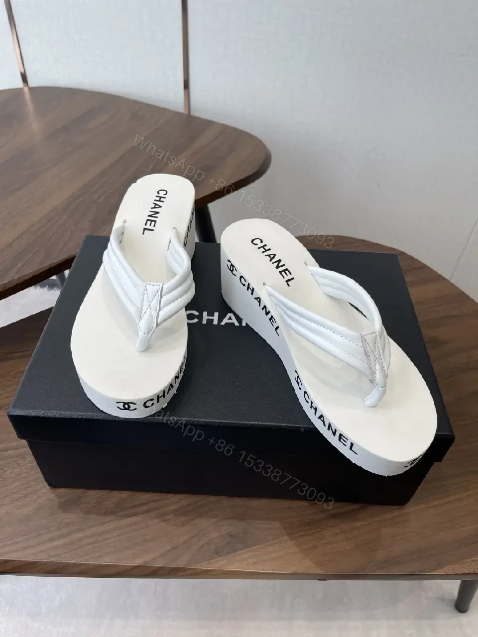 View 10 of White Platform Sandals with Signature Branding, Luxe Casual Elevation
