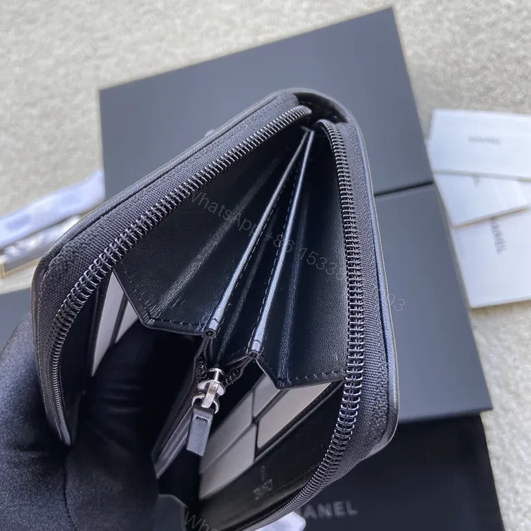 View 5 of Silver CC-Clasp Quilted Lambskin Wallet â€“ Chanel-Inspired Luxury
