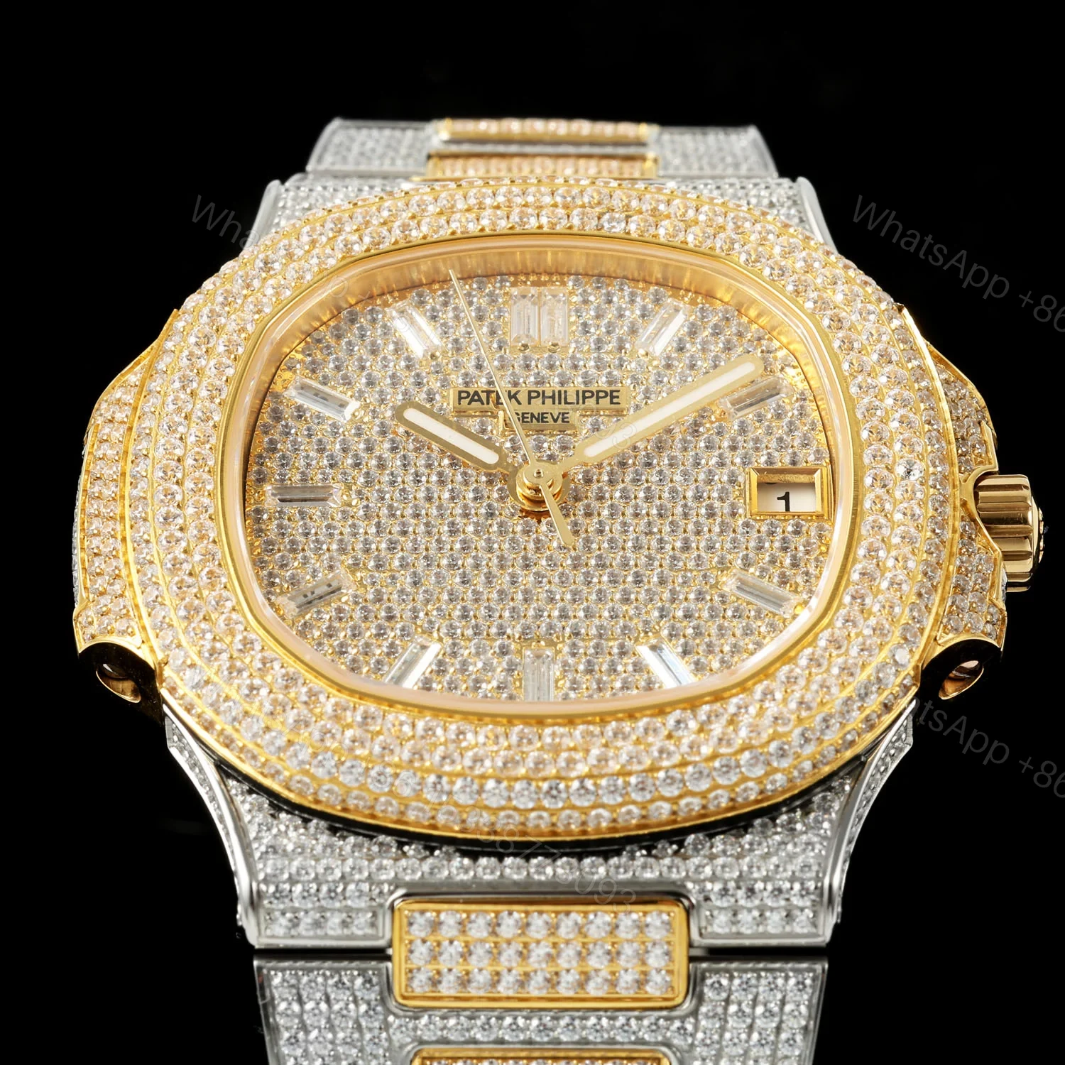 View 2 of Patek Philippe Nautilus 5711 BD1 Full Diamond Pavé Watch 40mm Luxury Edition AMG-PP-BD1-5711-2600-FULL-DIAMOND