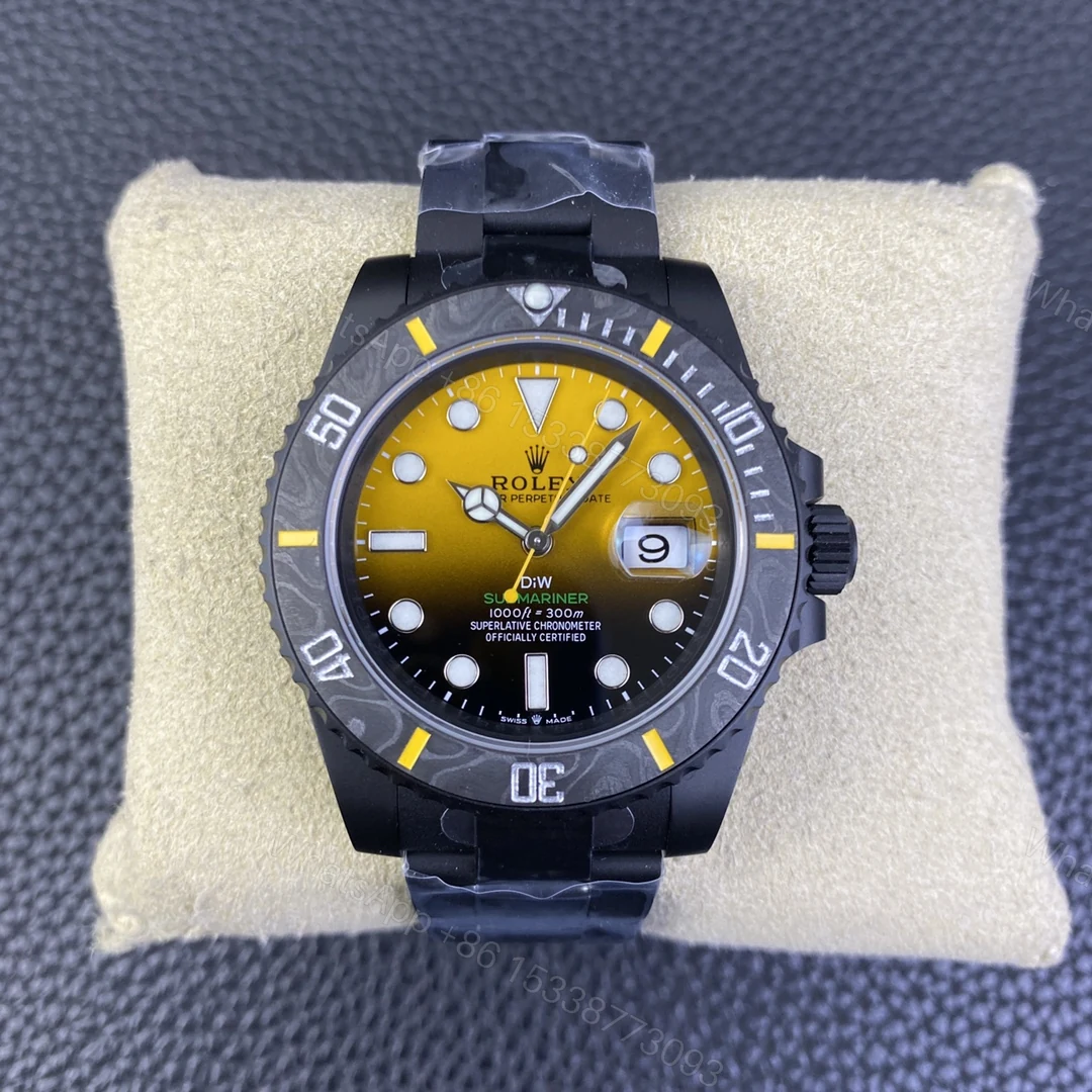 ROLEX一比一DiW黃面水鬼腕錶 碳纖維黑殼運動潛水手錶 — view 1