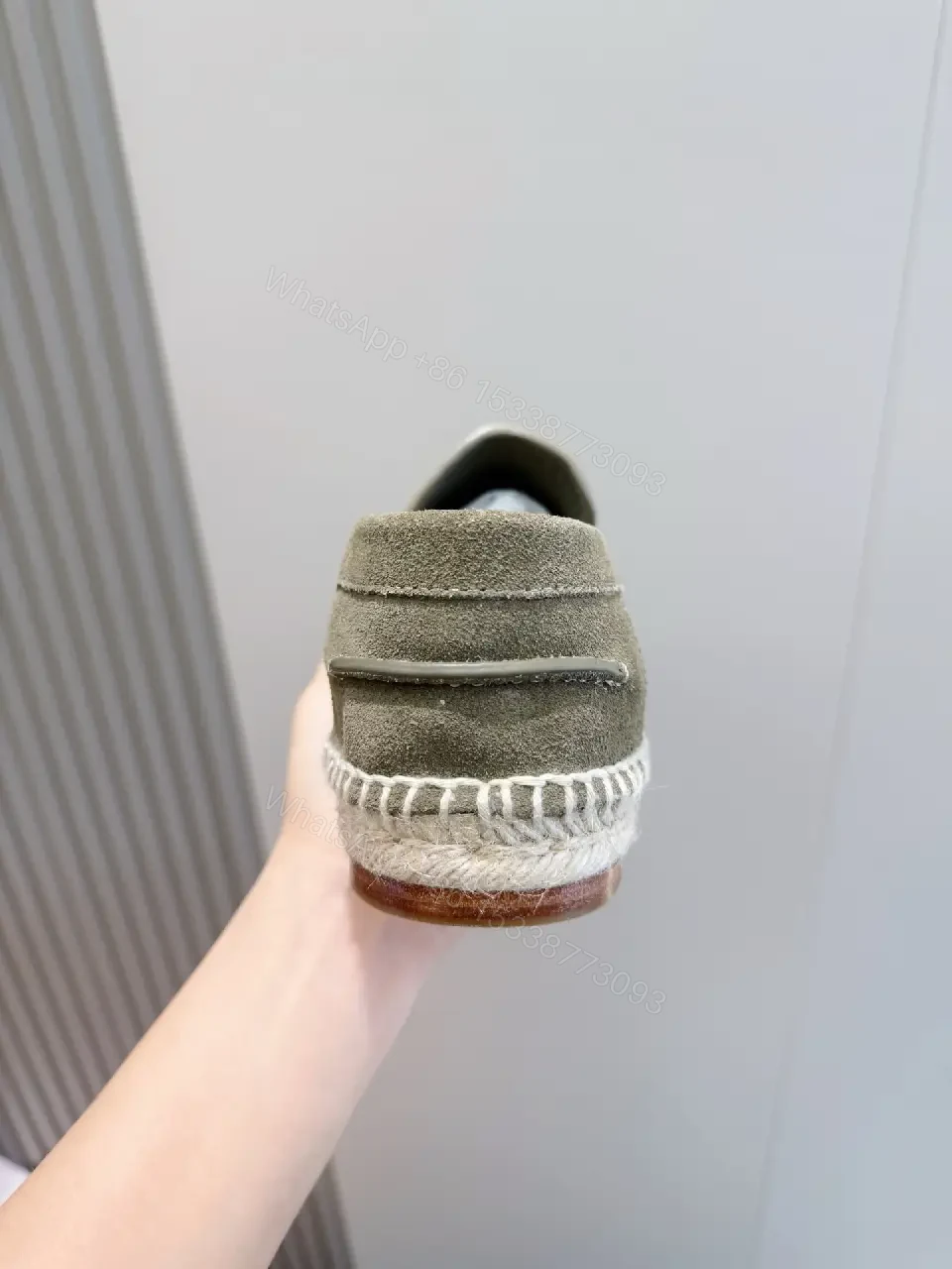 View 2 of Olive Suede Moccasins | Casual Slip-On Shoes | Hermes Style