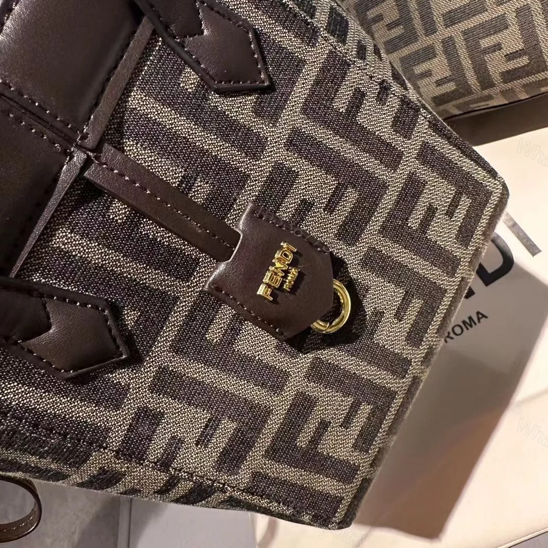 View 2 of Fendi Women Origami Large Brown FF Jacquard Fabric Bag that can be Transformed