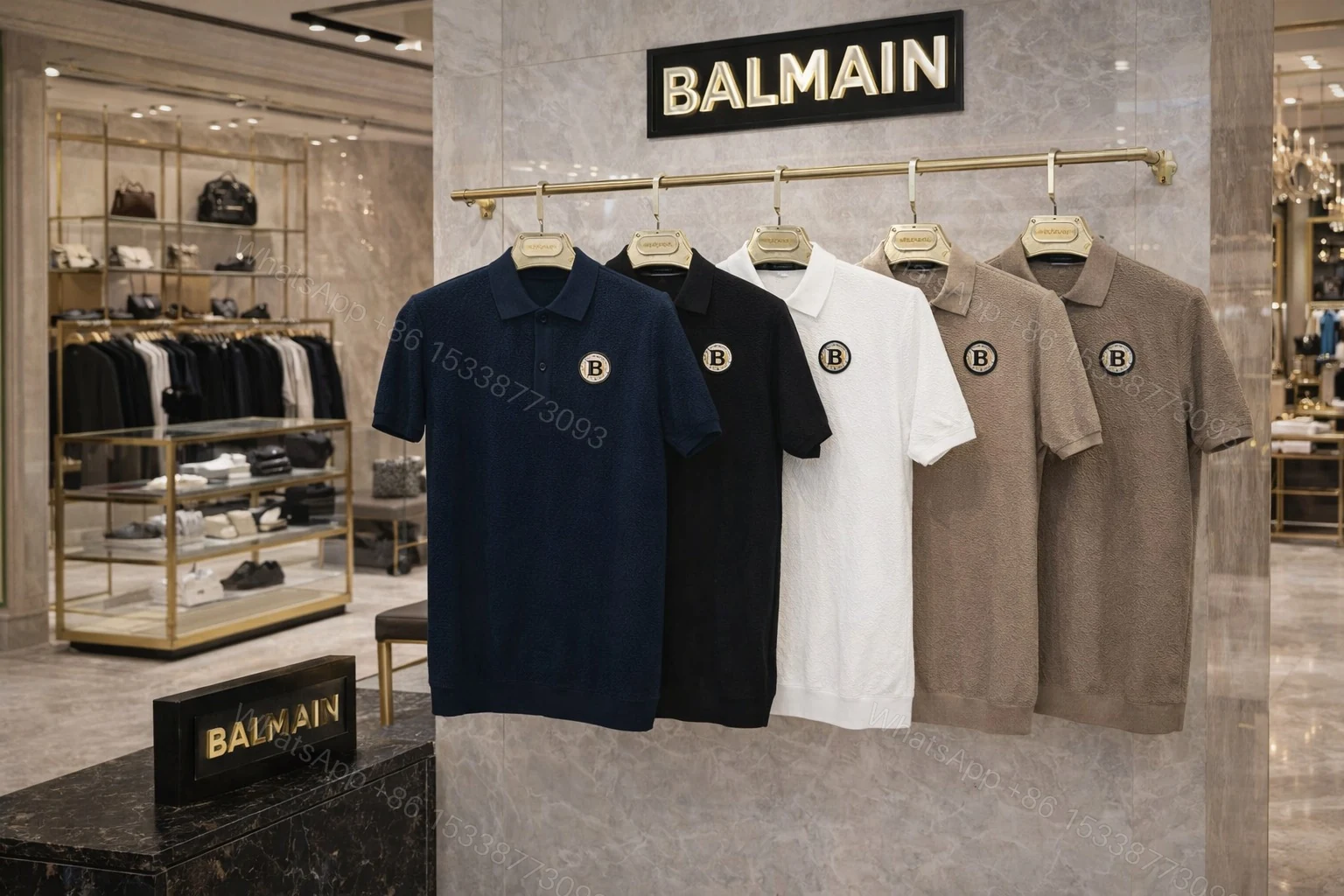 FIRST COPY BALMAIN ORIGINAL SUMMER COLLAR POLO T-SHIRT — view 2
