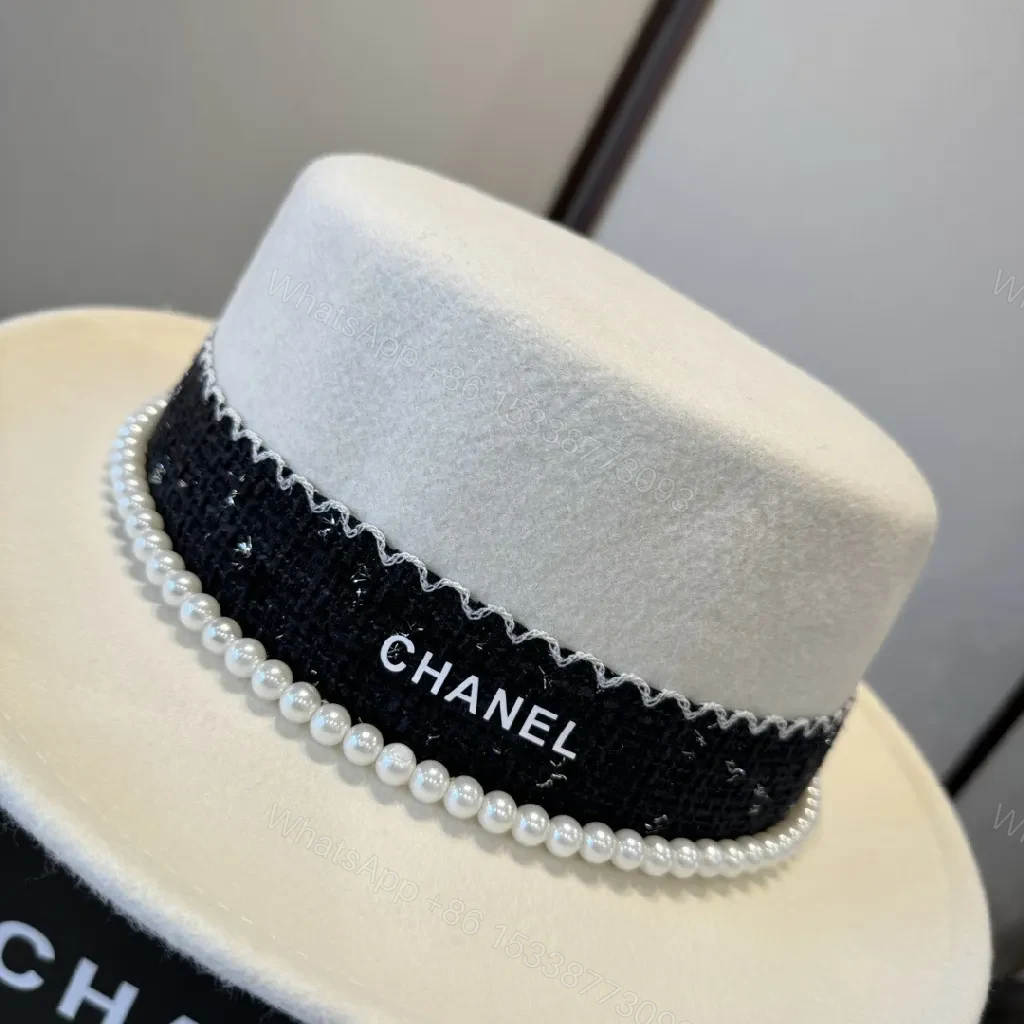 View 9 of White Wool Fedora with Pearl Detail, Couture-Style Fedora, One-Size