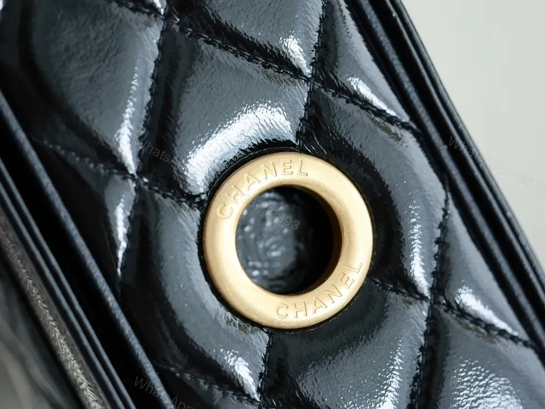 View 8 of Compact Quilted Leather Handbag with Gold Hardware