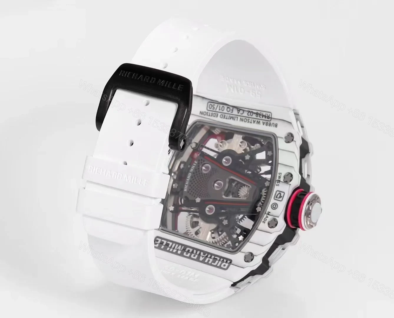 View 8 of Richard Mille RM38-02 Tourbillon Bubba Watson Watch Pink Quartz Carbon Fiber Skeleton Dial Manual Winding Movement Premium Edition RM38-02-BW-PINK-TB