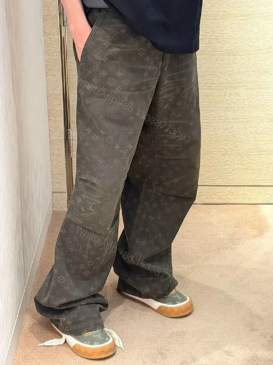 View 3 of Patterned Monogram Utility Trousers - Luxe Streetwear Pants