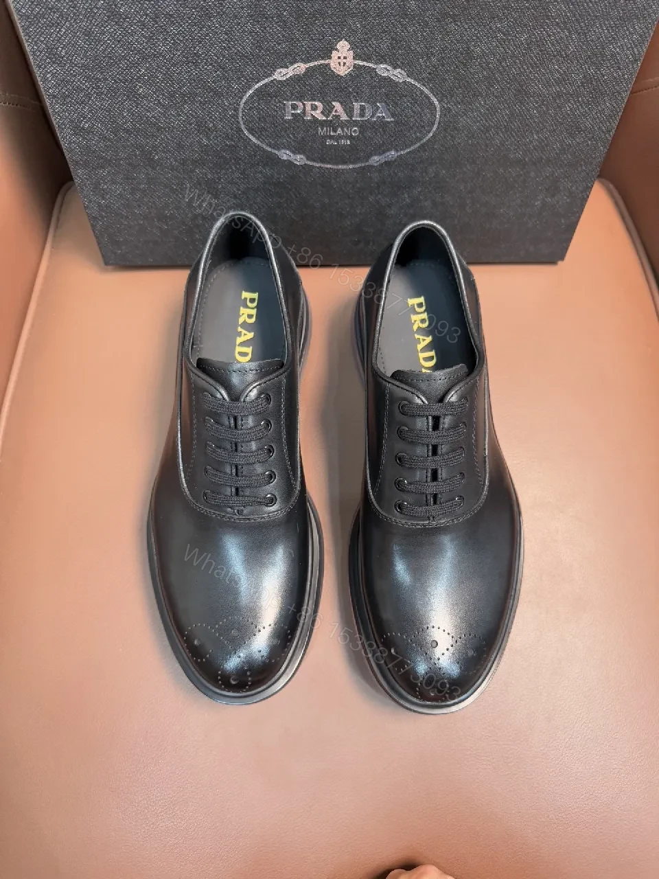 View 7 of Black Leather Lace-Ups with Translucent Sole, Minimalist Futuristic Style, Premium Workday Shoe