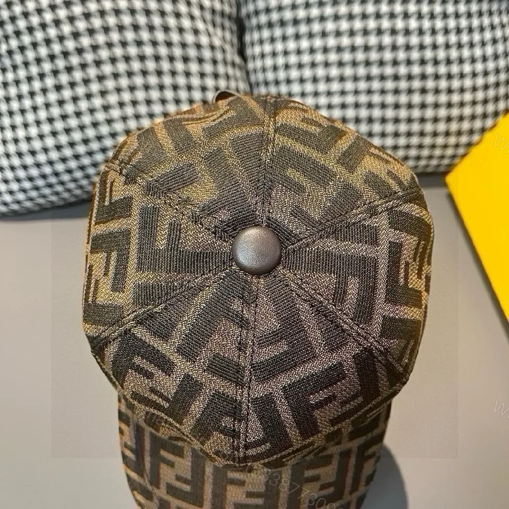 View 9 of Geometric Fendi-Style Cap: Patterned Logo Mesh Cap