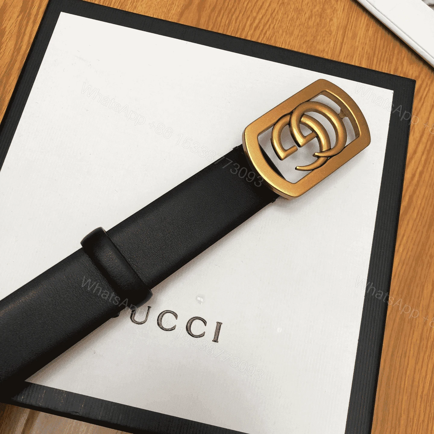 View 3 of GUCCI BELT WITH FRAMED DOUBLE G BUCKLE – B8