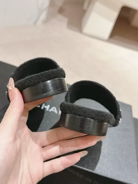 View 4 of Chanel-Inspired Striped Slip-On Slides â€“ Subtle Luxury