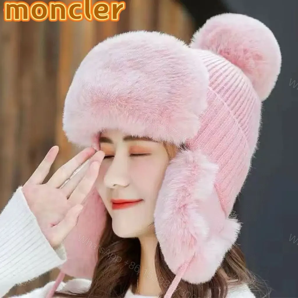 View 5 of Pink Knit Hat with Fuzzy Ear Flaps — Plush Warmth, Luxe Style