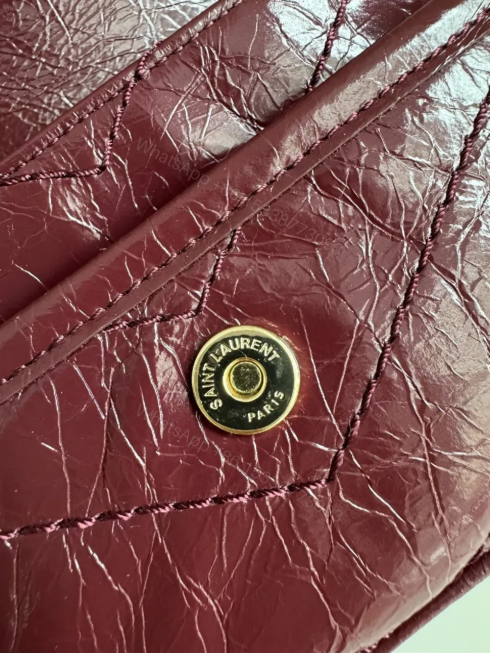 View 4 of Rich Purple Textured Leather Camera Bag with Gold Hardware
