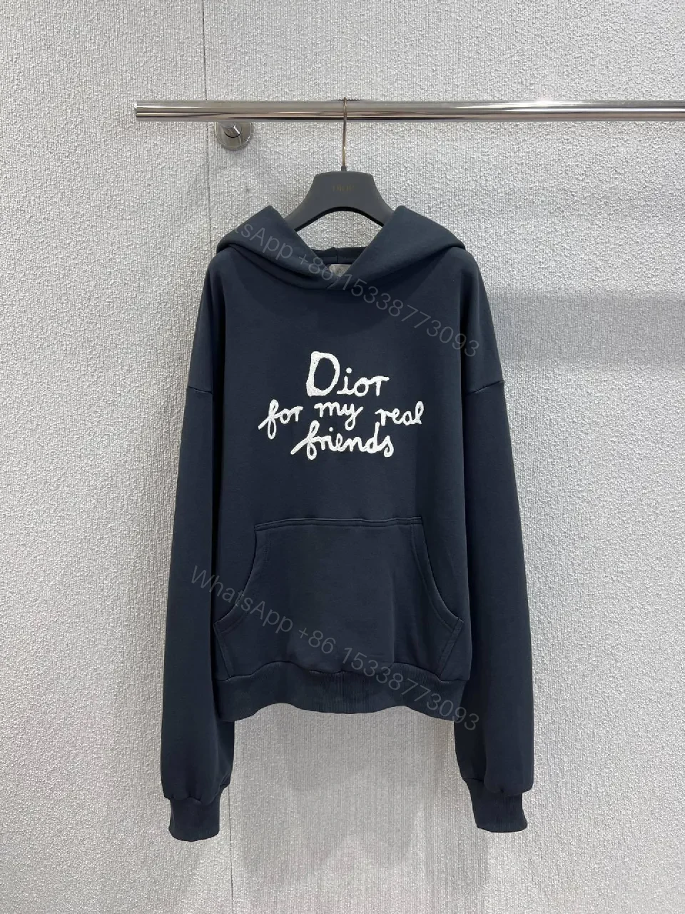 Navy Hoodie: Graphic Contrast, Cozy Fit, Streetwear Chic — view 1