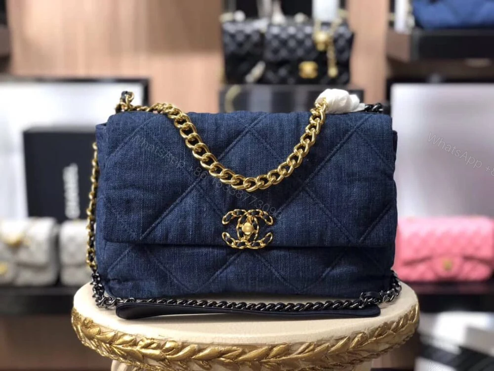 View 2 of Chanel 19 Flap Bag Denim Blue 25Cm